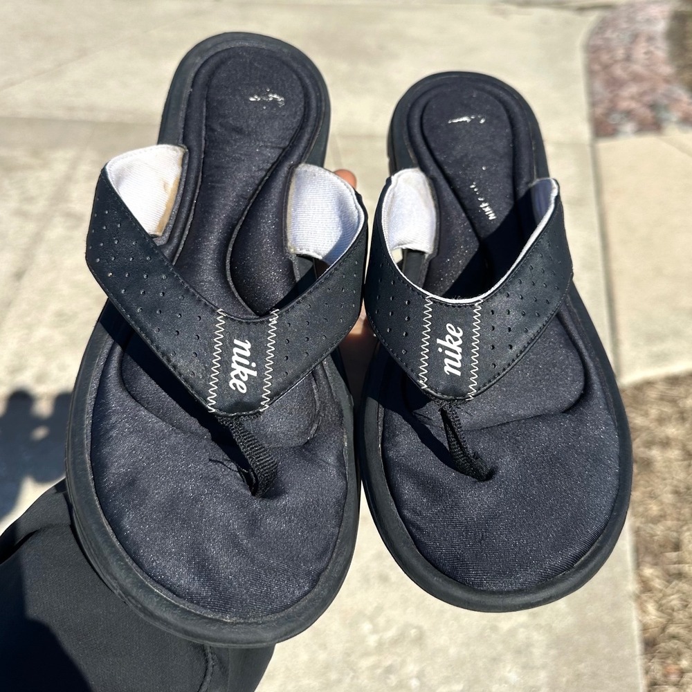 Nike Comfort Footbed Flip Flops Women's Size 10 Black Thong Sandals - Picture 6 of 9